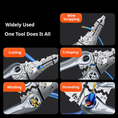 SAMZHE 10-in-1 Multifunctional Wire Stripper Pliers - Electrician Cutter, Crimper & Wire Separator Tool