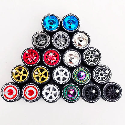 1:64 Alloy Car Wheels & Rubber Tires Set - Replacement Axles for Hot Wheels, Matchbox & Model Cars