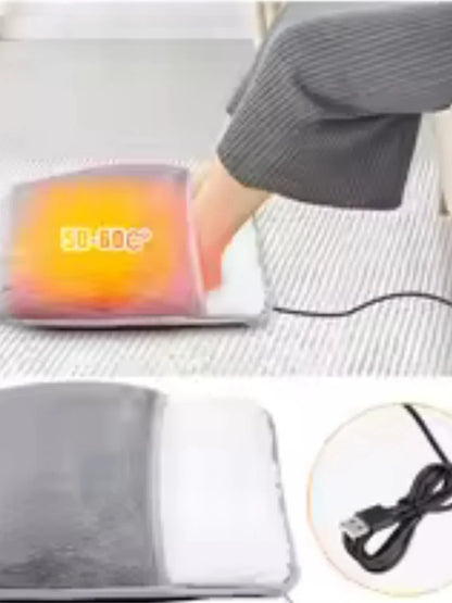 USB Electric Heated Foot Warmer Pad – Soft Plush Winter Heating Mat, Washable Foot Heating Cushion for Sleep & Home Comfort