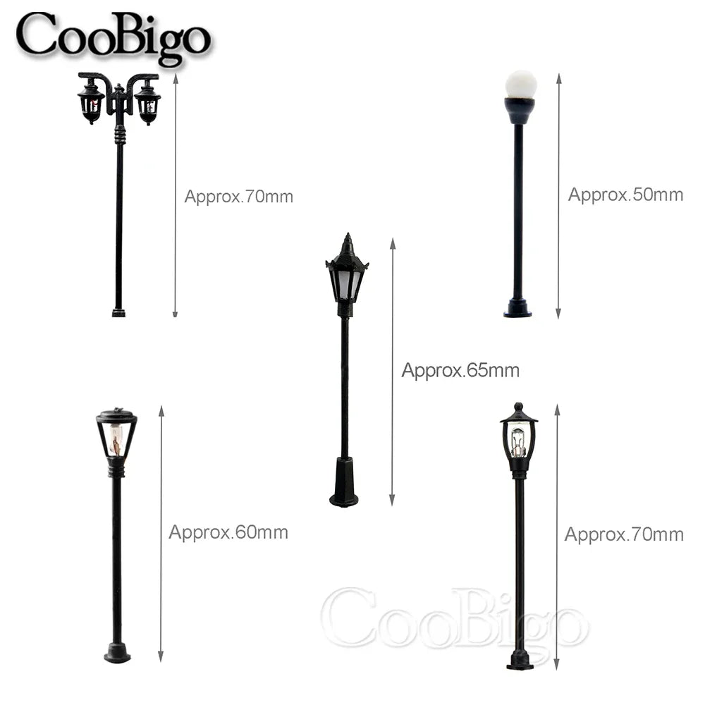 10pcs Mini LED Street Lamp Set – Micro Lamppost Lights for DIY Model, Garden & Landscape Decoration
