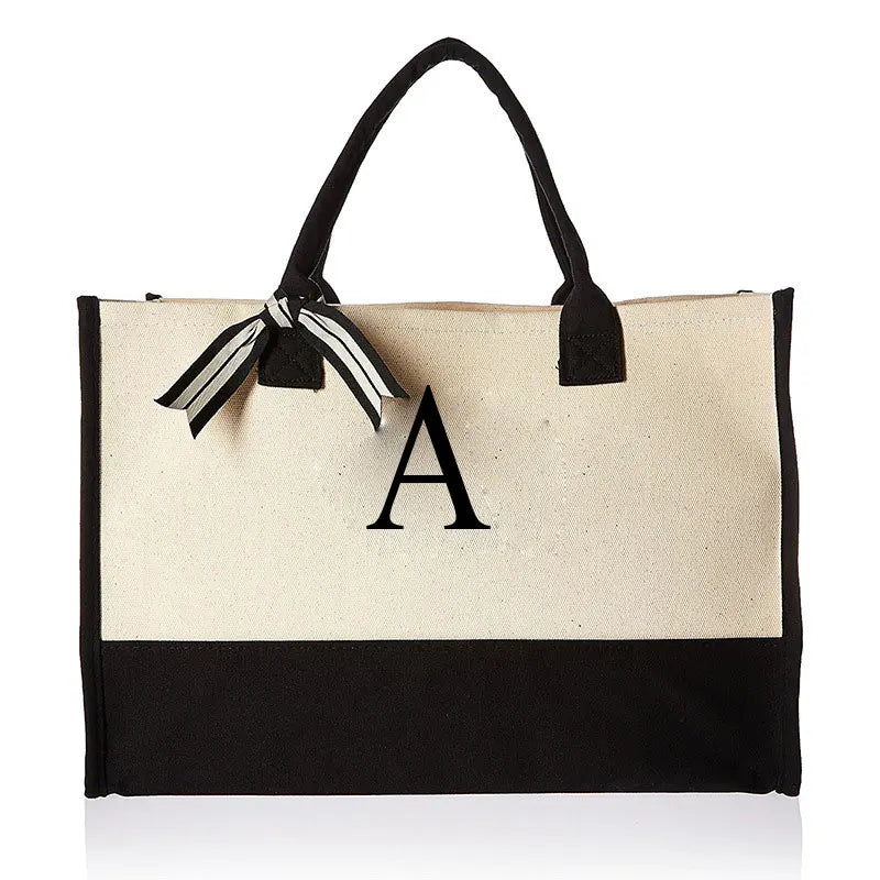 Stay Stylish on the Go: Fashion Canvas Tote Bag with Letters and Flower Design - Portable Beach Shoulder Shopping Casual Bag, Large Capacity Handbag