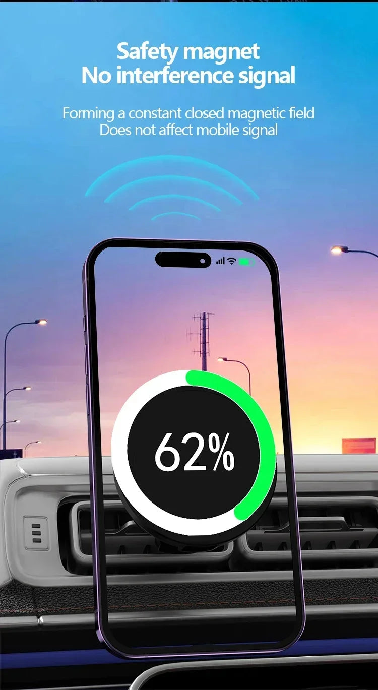 30W Magnetic Wireless Car Charger Stand – Fast Air Vent Mount for iPhone 15/14/13/12 Pro Max/Mini