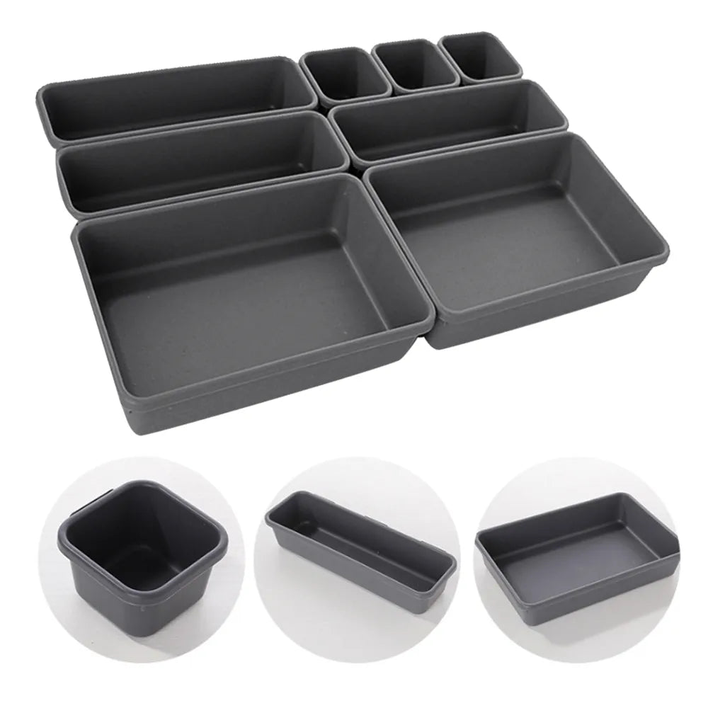 8pcs/set Adjustable Drawer Organizer Box Trays - Multi-Purpose Divider Holder for Makeup, Cosmetics, Sundries, Kitchen, Bathroom, Closet, and Jewelry