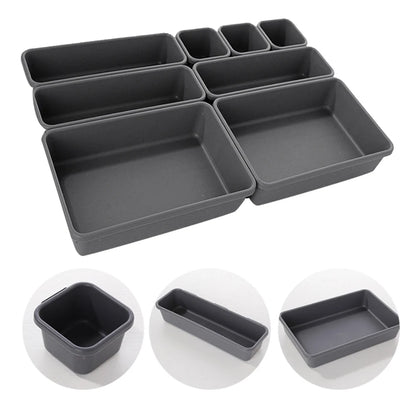 8Pcs Adjustable Drawer Organizer Set – Multi-Purpose Storage Trays for Makeup, Cosmetics, Jewelry, Kitchen & Bathroom Dividers