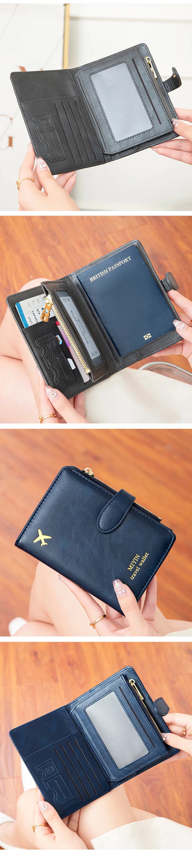 Multi-Functional RFID Anti-Theft Passport Bag – PU Leather Wallet with Multi Card Slots & Large Capacity
