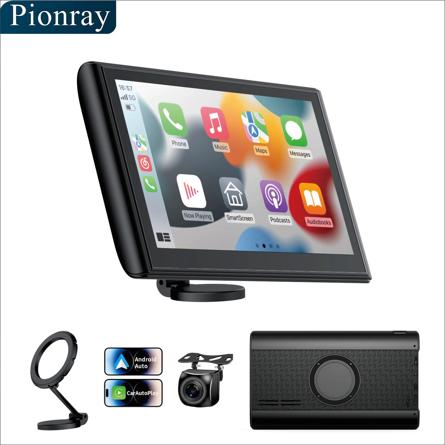 Pionrat 7" Portable CarPlay Screen - Wireless Android Auto Touchscreen with Bluetooth & Navigation