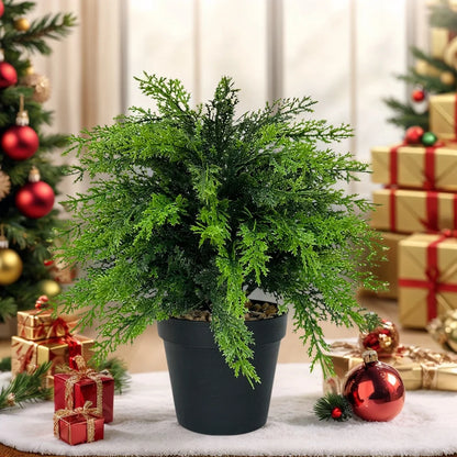 Artificial Cypress Topiary Plants - UV-Resistant Faux Cedar Bushes with Spike for Outdoor Decor