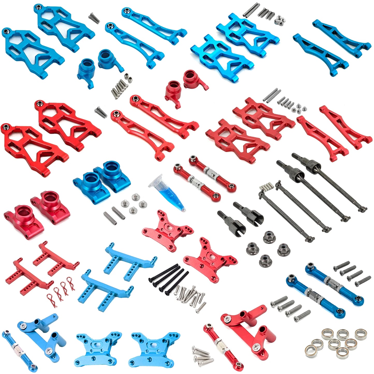 SCY Upgrade Metal Parts — Front & Rear Suspension, Wheel Hubs, Bearings, Steering Rod, Aluminum Components for 16101, 16102Pro, 16104, SG116, Q130