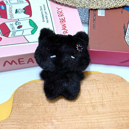 Cute Plush Cat Keychain - Kawaii Kitten Pendant with Heart Patch Bow Charm for Bag Decoration & Accessories