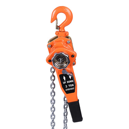Orange 3T/3000kg Chain Block Hoist – Ratchet Lever Pulley Lifting System, 3m Length