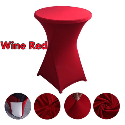 Spandex Round Tablecloth - Stretch Elastic Cocktail Table Cover for Wedding, Party, Hotel & Event Decor