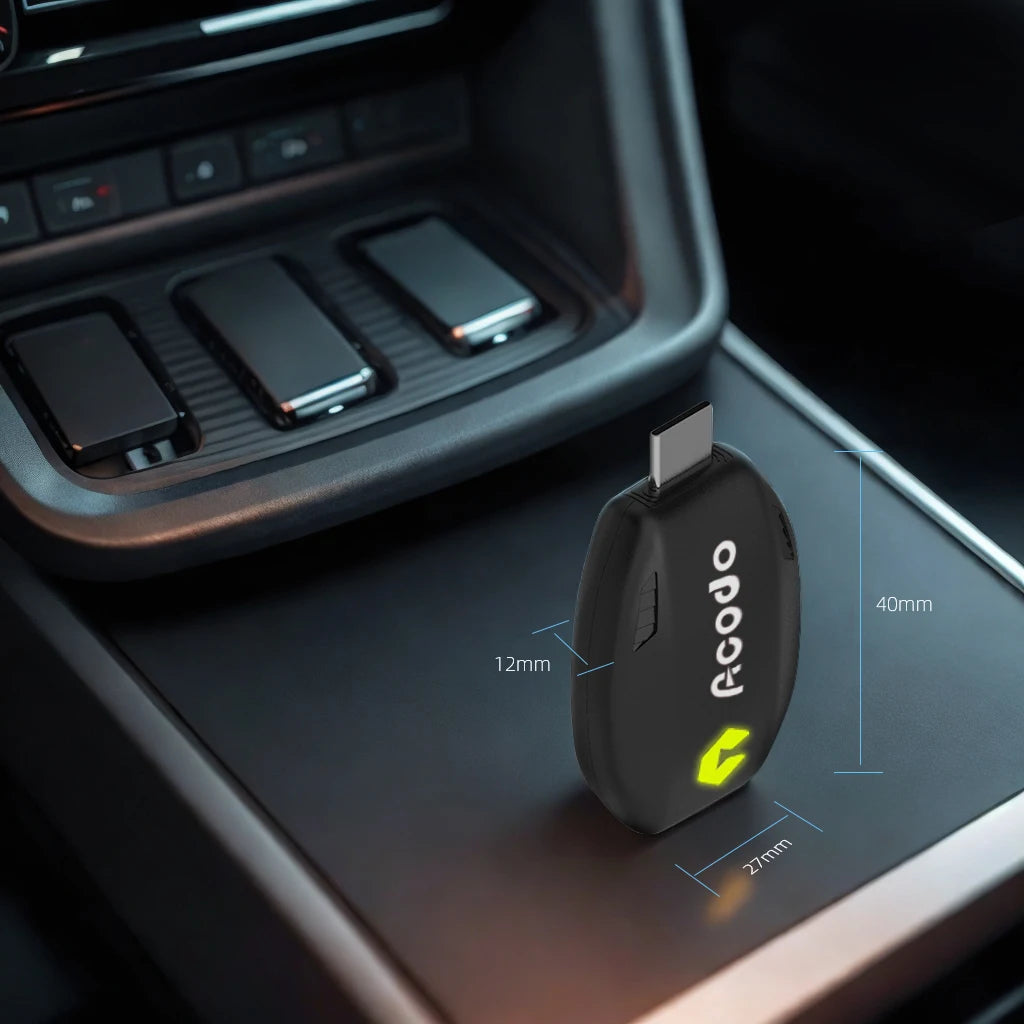 Acodo Wired to Wireless CarPlay Dongle – Android Auto Adapter, Fast WiFi, USB Type-C Plug & Play