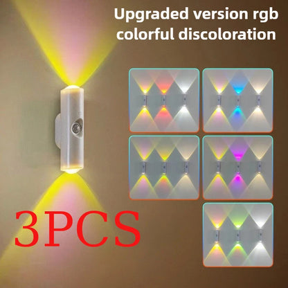 Smart RGB Gradient Night Light - Magnetic Motion Sensor Rechargeable Wall Lamp for Bedroom, Bathroom & Closet