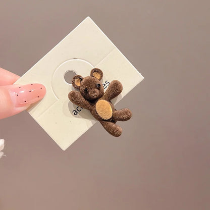 Cute Cartoon Bear & Rabbit Hair Clips - Adorable Animal-Shaped Side Duckbill Clips for Girls