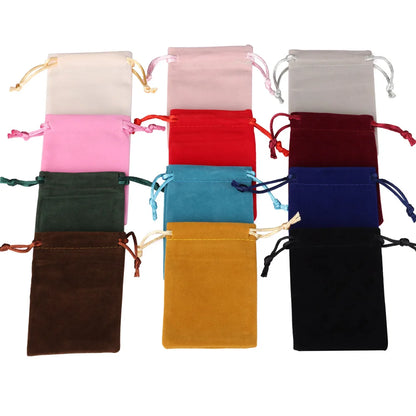 10pcs 5x7cm Mixed Color Velvet Gift Bags | Soft Velvet Drawstring Pouches for Christmas Jewelry Packaging