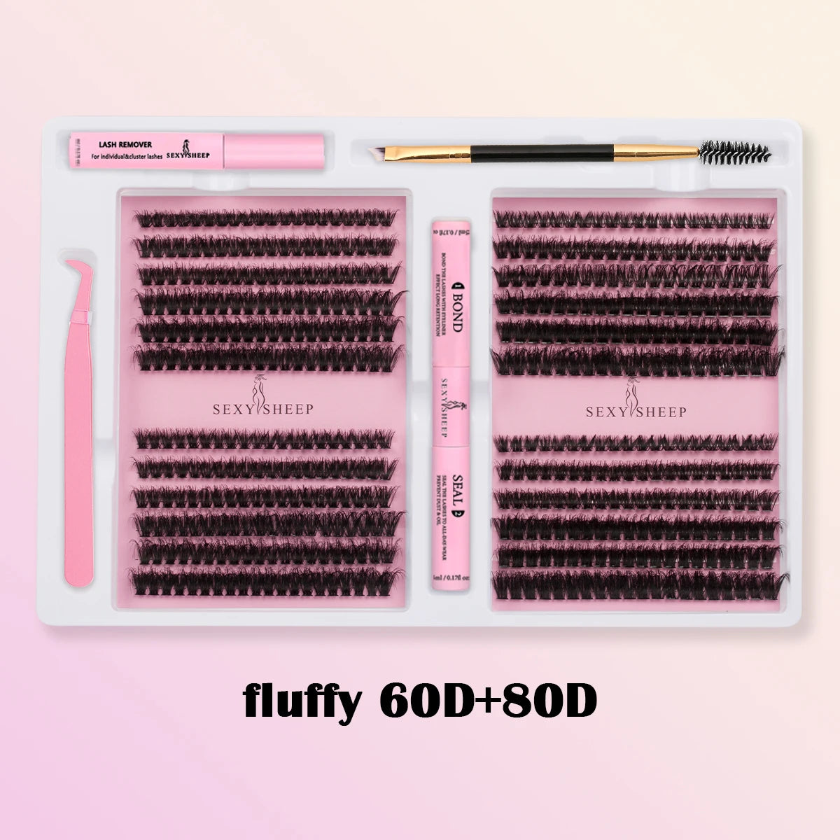 DIY False Eyelashes Cluster Extensions Kit – Natural Individual Lashes with Glue, Remover, Lash Brush & Tweezers