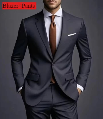2026 Luxury Men's 2-Piece Suit Set - Elegant Slim Fit Wedding Groom Tuxedo & Casual Formal Wear