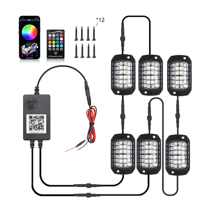 RGB 3D Lens Rock Lights – APP Remote Control LED Underglow for Offroad RZR, SUV, ATV, UTV, Jeep