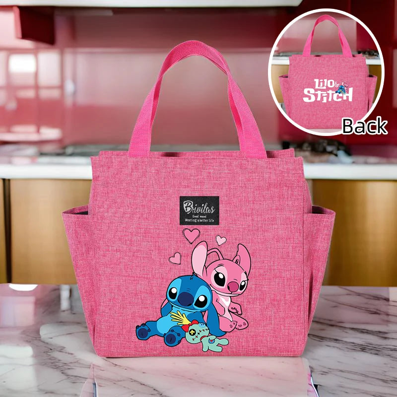 Stitch Insulated Lunch Bag – Waterproof Oxford Cloth with Aluminum Foil, Portable Reusable Square Tote for Work, School, and Picnic