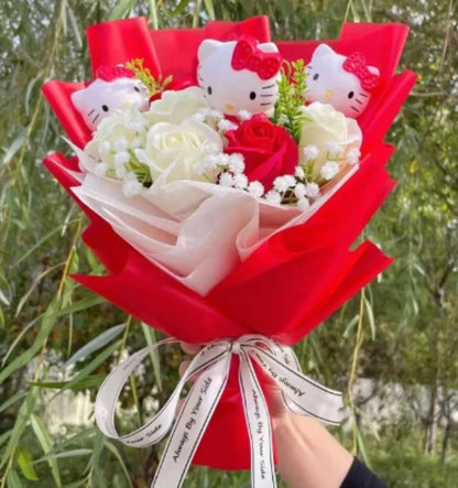 Hello Kitty Cute Plush Bouquet — Kawaii Anime Doll Gift for Valentine’s Day & Birthday