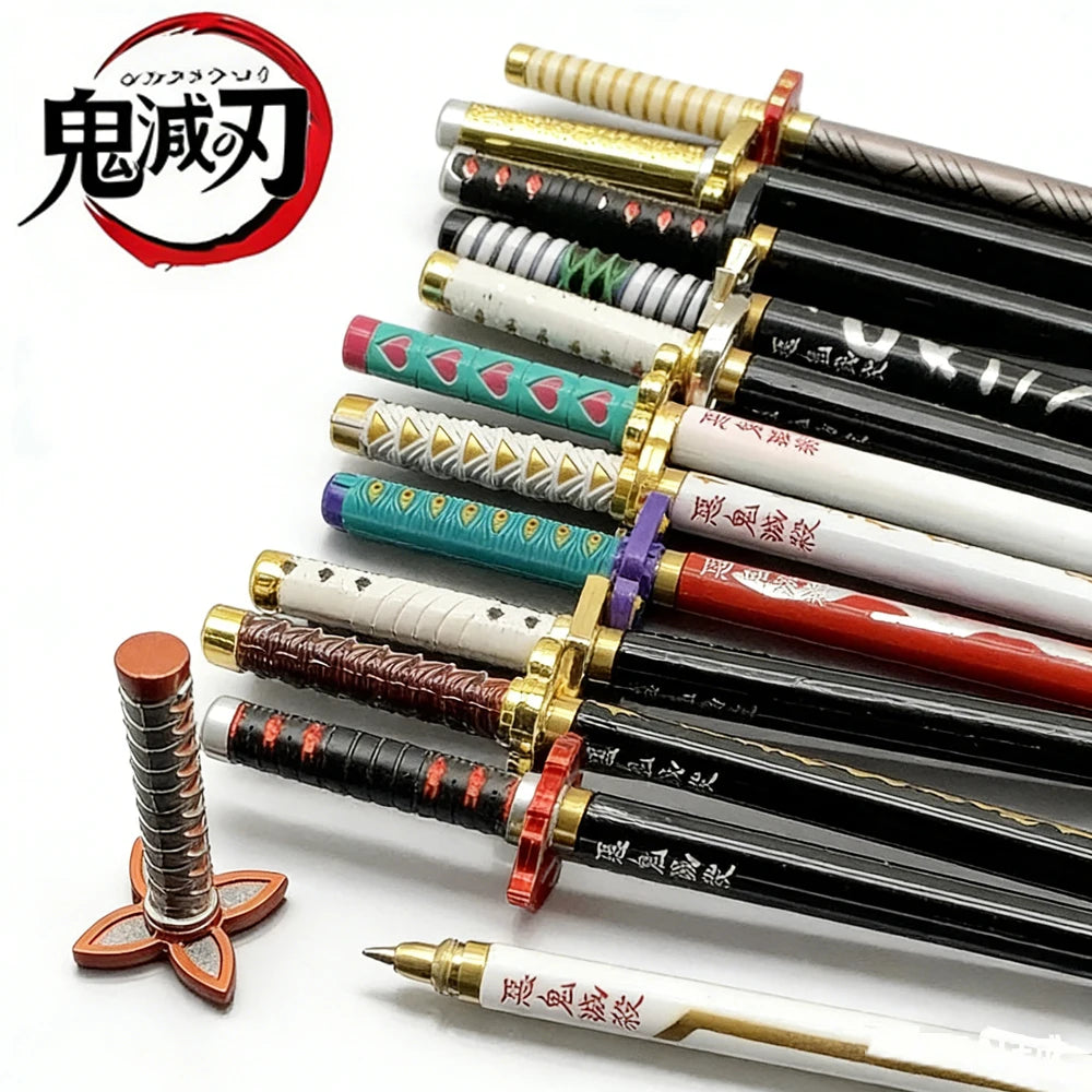 Demon Slayer Gel Pen - 0.5mm Black Ink Anime Sword Design Pen for Students, Cosplay Fans and Gifts