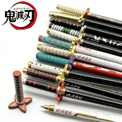 Demon Slayer Gel Pen - 0.5mm Black Ink Anime Sword Design Pen for Students, Cosplay Fans and Gifts