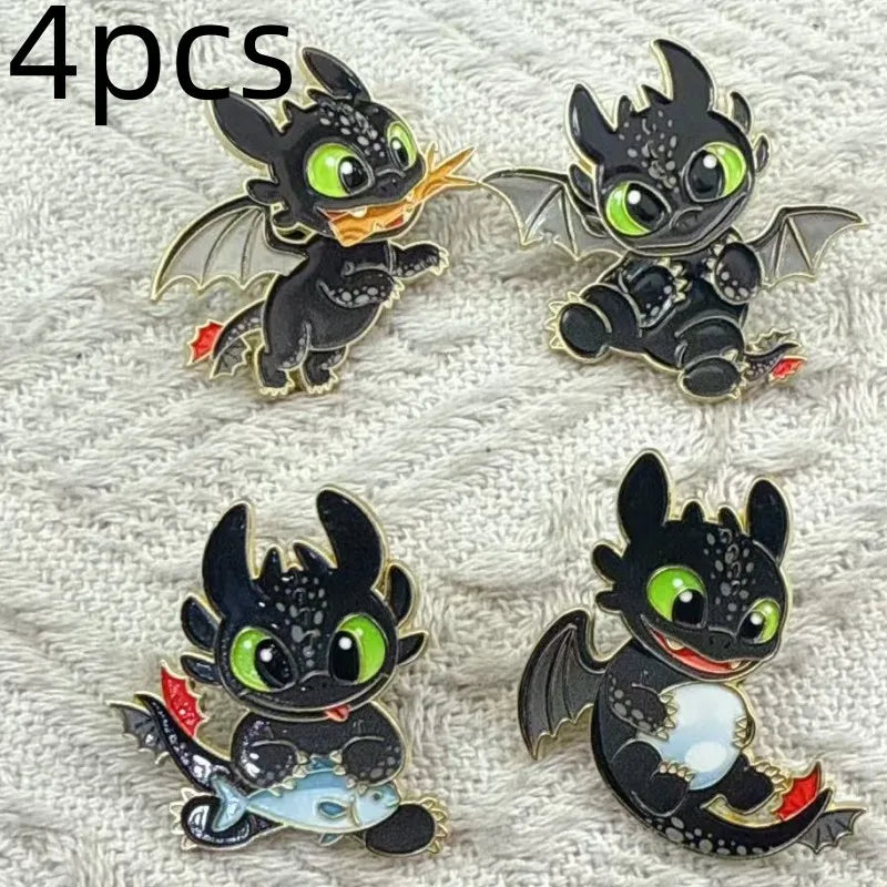 4-Piece Cute Cartoon Animal Enamel Pin Set - Funny Movie Lapel Brooches for Backpacks, Jackets, Clothing and Gifts
