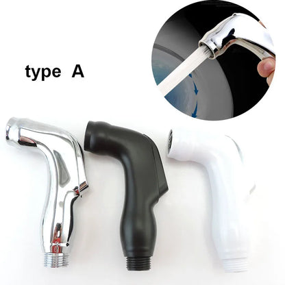 White Silver ABS Toilet Bidet Sprayer - Self-Cleaning Handheld Bathroom Shower Head with Faucet Nozzle, Hose & Holder Set