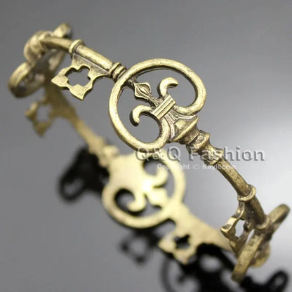 Vintage Skeleton Key Cross Bangle - Victorian Gothic Unisex Cuff Bracelet