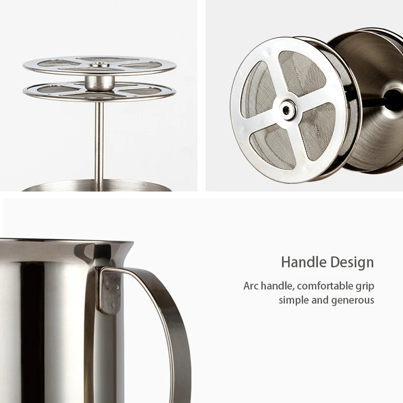 Double Mesh Stainless Steel Milk Frother & Creamer – 400ML Coffee Foam Maker, Egg Beater & Kitchen Mixing Tool for Latte Art