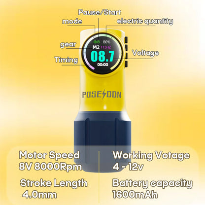 POSEIDON Wireless Tattoo Pen - Cute Yellow Rotary Tattoo Machine with Powerful Custom Motor for Artists