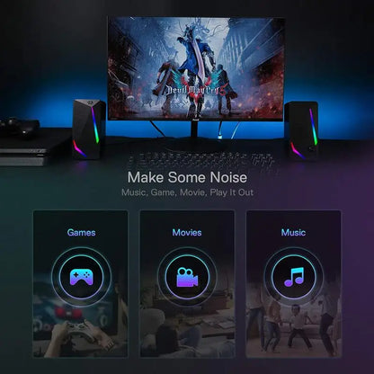 Redragon GS510 Waltz RGB 2.0 Desktop Speakers — PC Stereo with 4-Mode LED Backlight