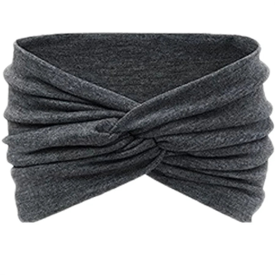 Wide Solid Color Turban Headband – Non-Slip Yoga, Running & Casual Hair Accessory
