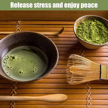 4-Piece Matcha Whisk Set - Handmade Bamboo Tea Whisk, Scoop, Strainer & Storage Holder