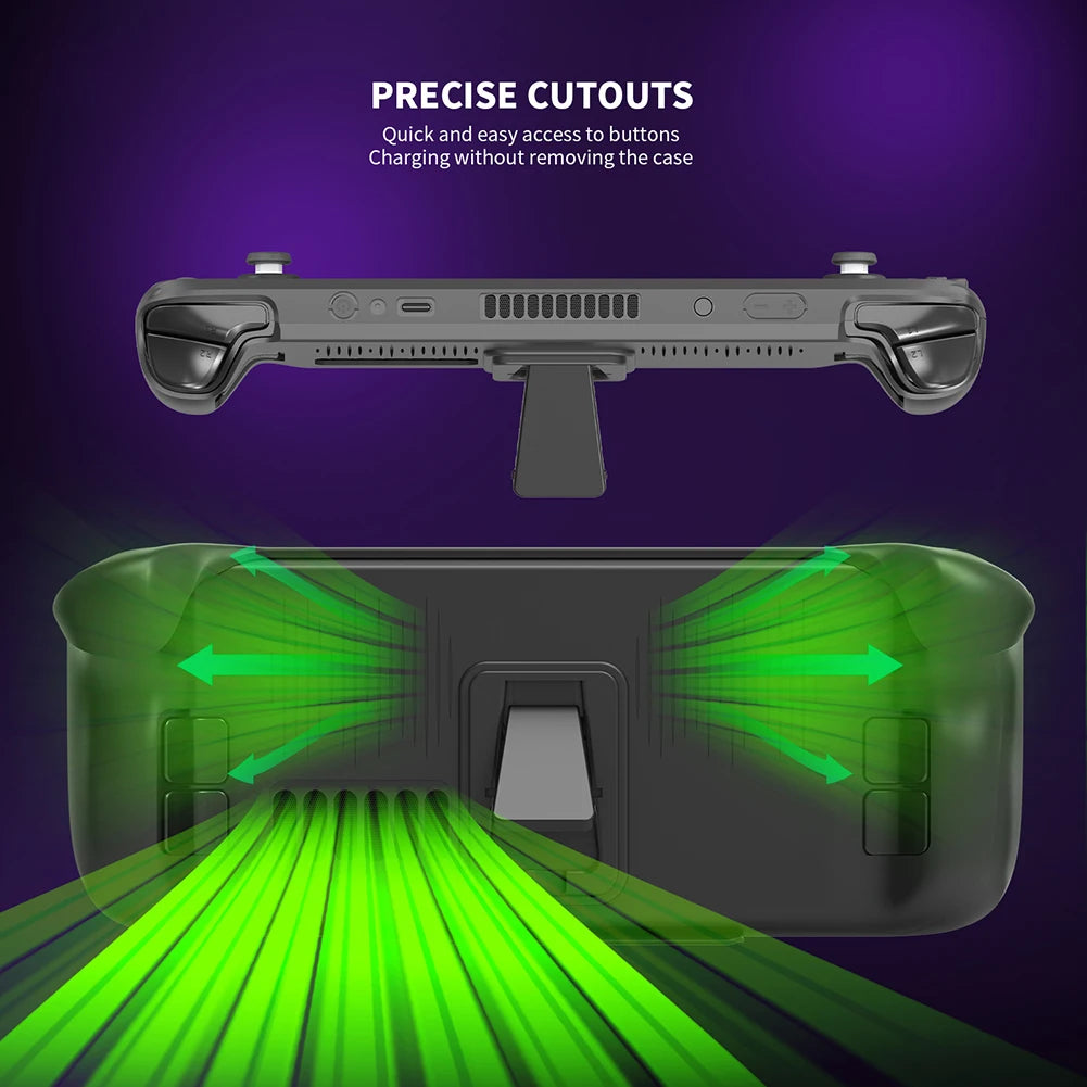 Back Cooling Cover with Sliding Shell for Steam Deck — Hard Protective Case with Kickstand Gaming Accessory