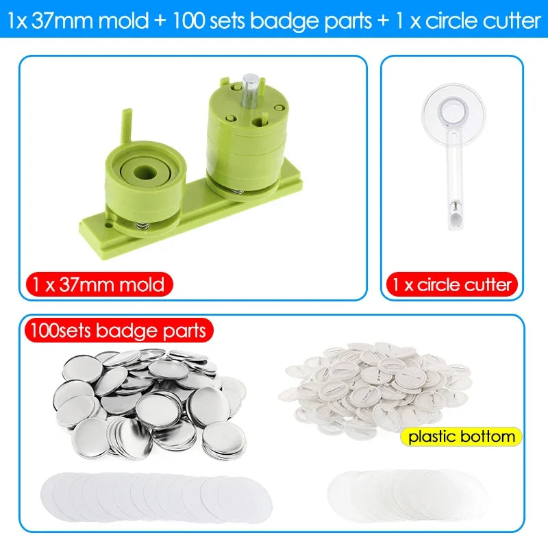 25/32/37/44/58/75mm Badge Maker Molds - DIY Button Press Machine, Interchangeable Die Mould for Round Badge Punching