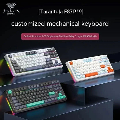 AULA F87 Pro Tri-Mode Mechanical Keyboard – 2.4G/USB/Bluetooth, 87-Key, 5-Layer Silencing, Ideal for Gaming & Typing