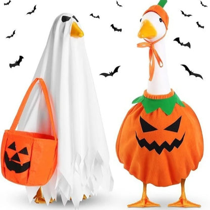 Halloween Goose Costume Set - Porch Goose Outfit with Hat, Ghost Costume & Pumpkin Basket Decoration