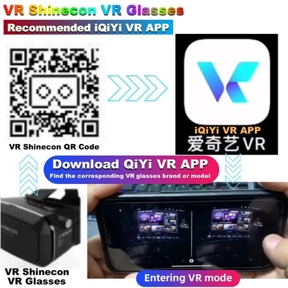 Virtual Reality VR Glasses — IMAX 3D Headset with Google Cardboard for 4.5–6.53" Phones, Game Joystick Support