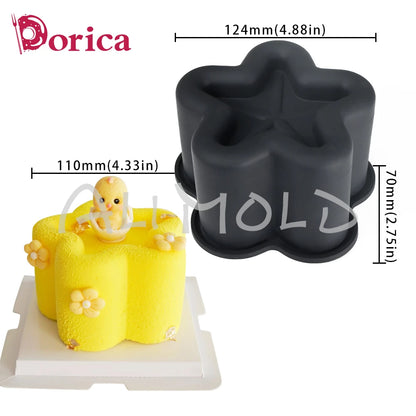 Dorica Silicone Baking Mold — Round, Heart, Star & Square Bento Cake, Chocolate, Mousse, Soap & Candle Moulds for Kitchen Bakeware