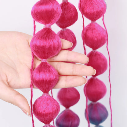 Colorful Bubble Braid Ponytail Extension – Long Lantern Braided Synthetic Hairpiece with Tie