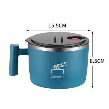 Stainless Steel Bowl with Lid - Sealed and Portable Drain Bowl for Instant Noodles - Ideal Kitchen Utensil and Noodle Partner