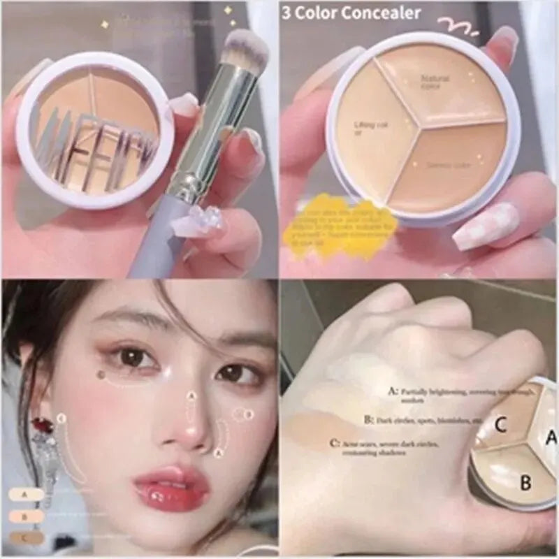 3-Color Concealer Palette – Professional Coverage for Dark Circles and Face Imperfections