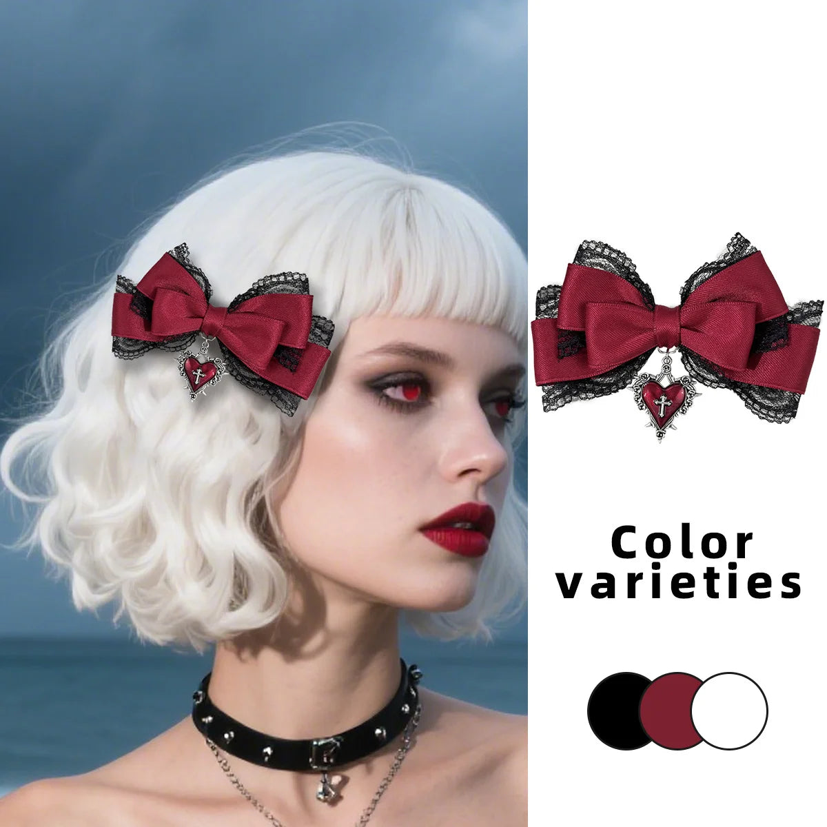 Gothic Lolita Bow Hair Clip - Black Ribbon Fashion Hair Accessory for Girls
