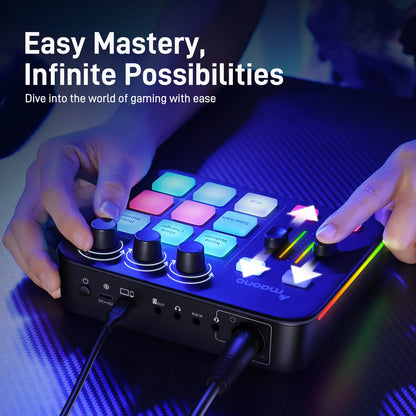 MAONO G1 NEO Gaming Audio Mixer - RGB Streaming Sound Effects Controller with XLR Microphone Interface