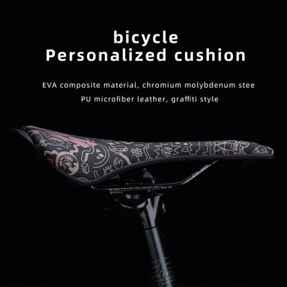 ENLEE Mountain Bike Saddle - Hollow Breathable Ultra-Light Steel Bow Seat Cushion for Road & Folding Bikes