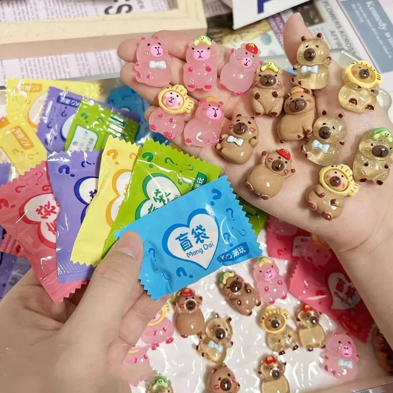 Cartoon Kapibara Miniature Supermarket Food Animal Random Style Model Ornaments Kids Gift