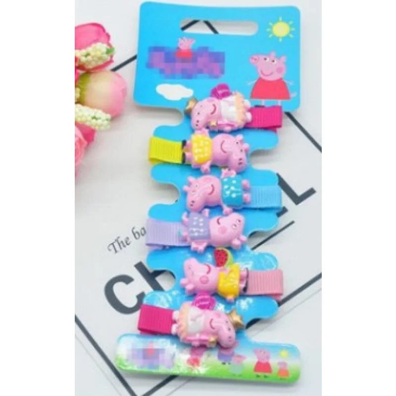 Peppa Pig Hairpins & Hair Rope Set – Kawaii Peppa Pig & George Bb Clips for Girls, Children’s Accessories for Students