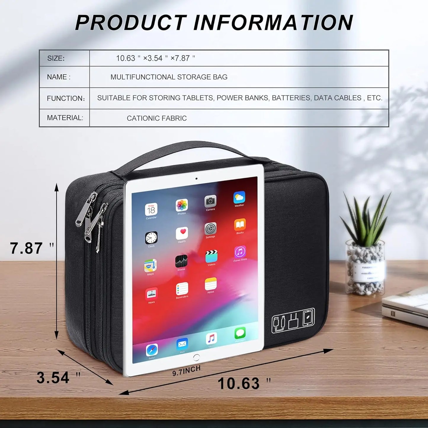 Waterproof Cable Storage Bag: Digital Electronic Accessories Organizer - Portable Travel Case for Cables and Chargers