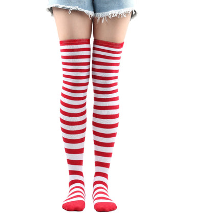 Women's Striped Knee-High Socks – Anime Cosplay Thigh-High Stockings for Girls & Women